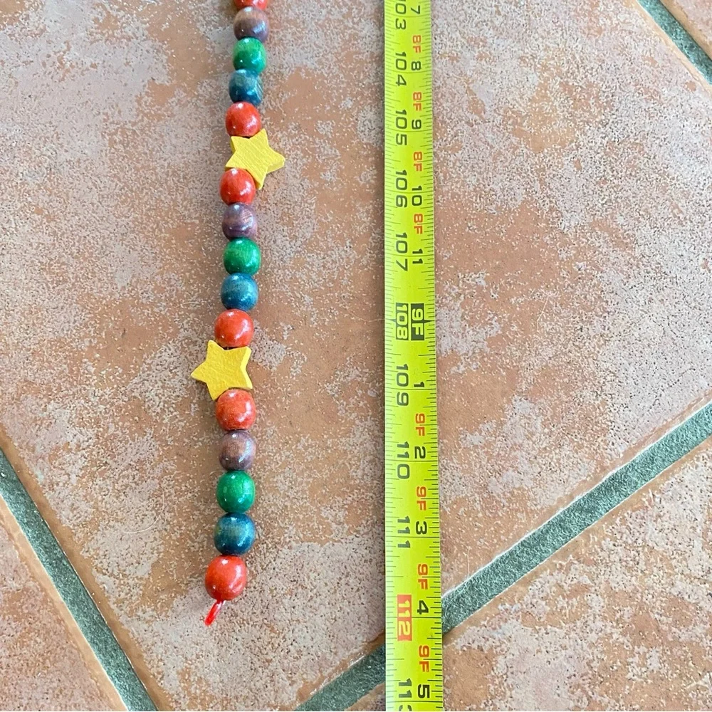 Festive Holiday Star Bead Garland set of 4 wooden bead a Little Over 9 feet each